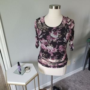 Black & Purple Floral Top